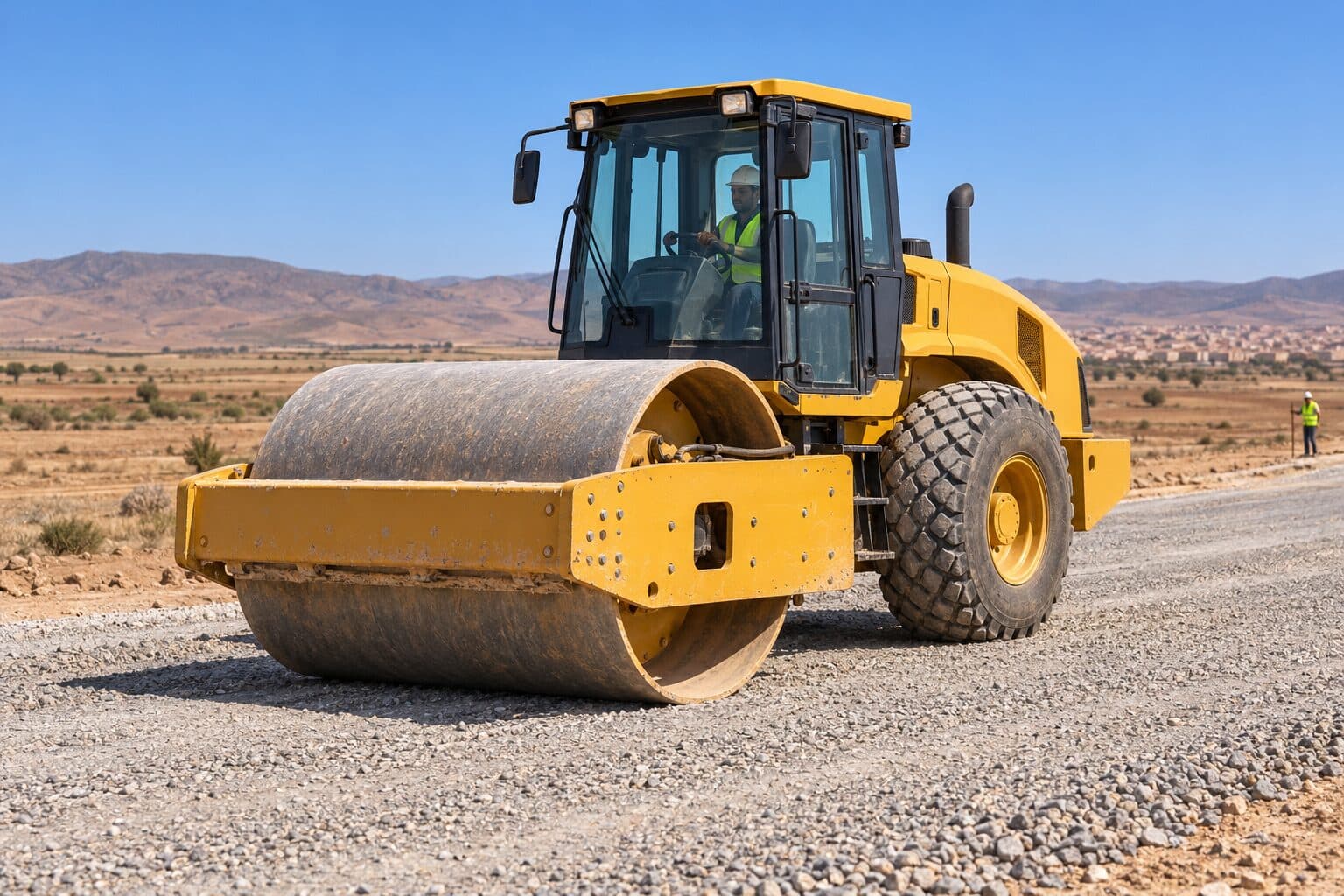 Compacteur CAT CS56B (11,5 tonnes) en location au Maroc – BLUEBLOCK
