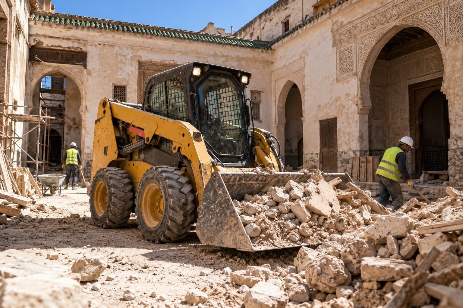 Mini-chargeuse CAT 262D3 (1,2 tonne) en location au Maroc – BLUEBLOCK