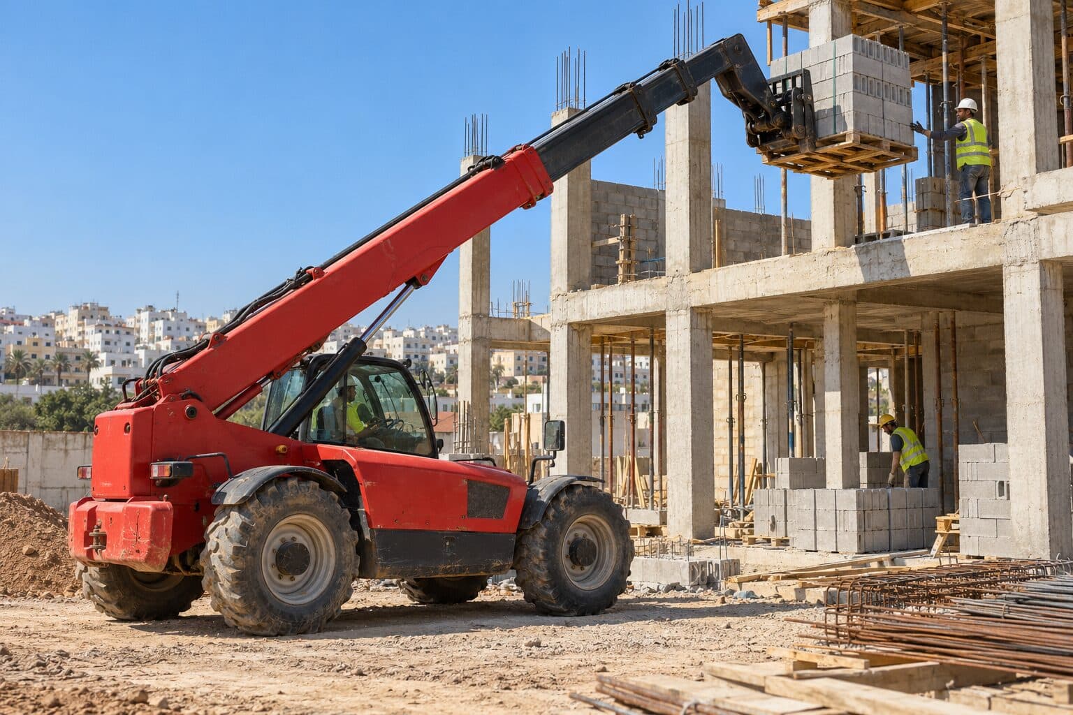 Télescopique Manitou 17 m (18 mètres) en location au Maroc – BLUEBLOCK